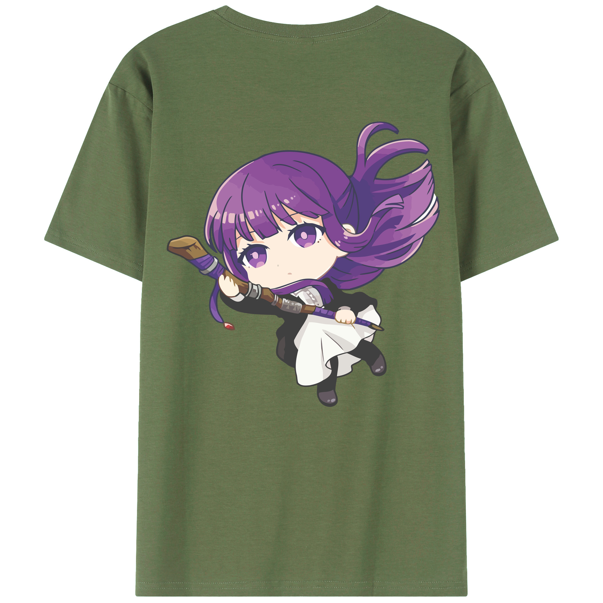 （画像用） 葬送のフリーレン Frieren 綿100％ メンズ半袖Tシャツ（バックプリント） 通気性